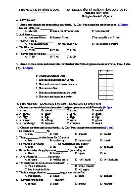 Bai khảo sát chất lượng giưa ki I môn Tiêng Anh lơp 9 năm hoc 2014- 2015